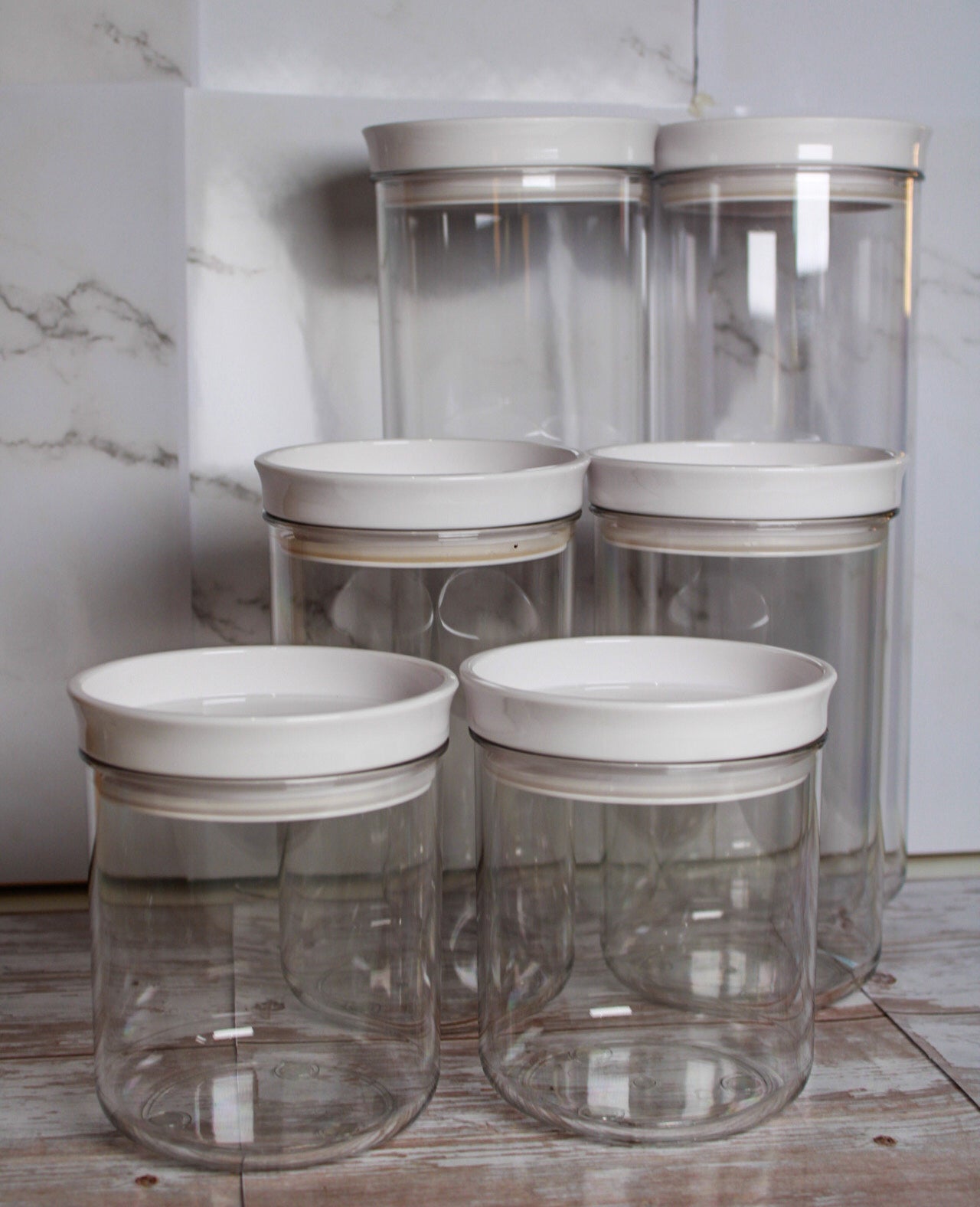 6 piece, Airtight, Round Acrylic Container Set