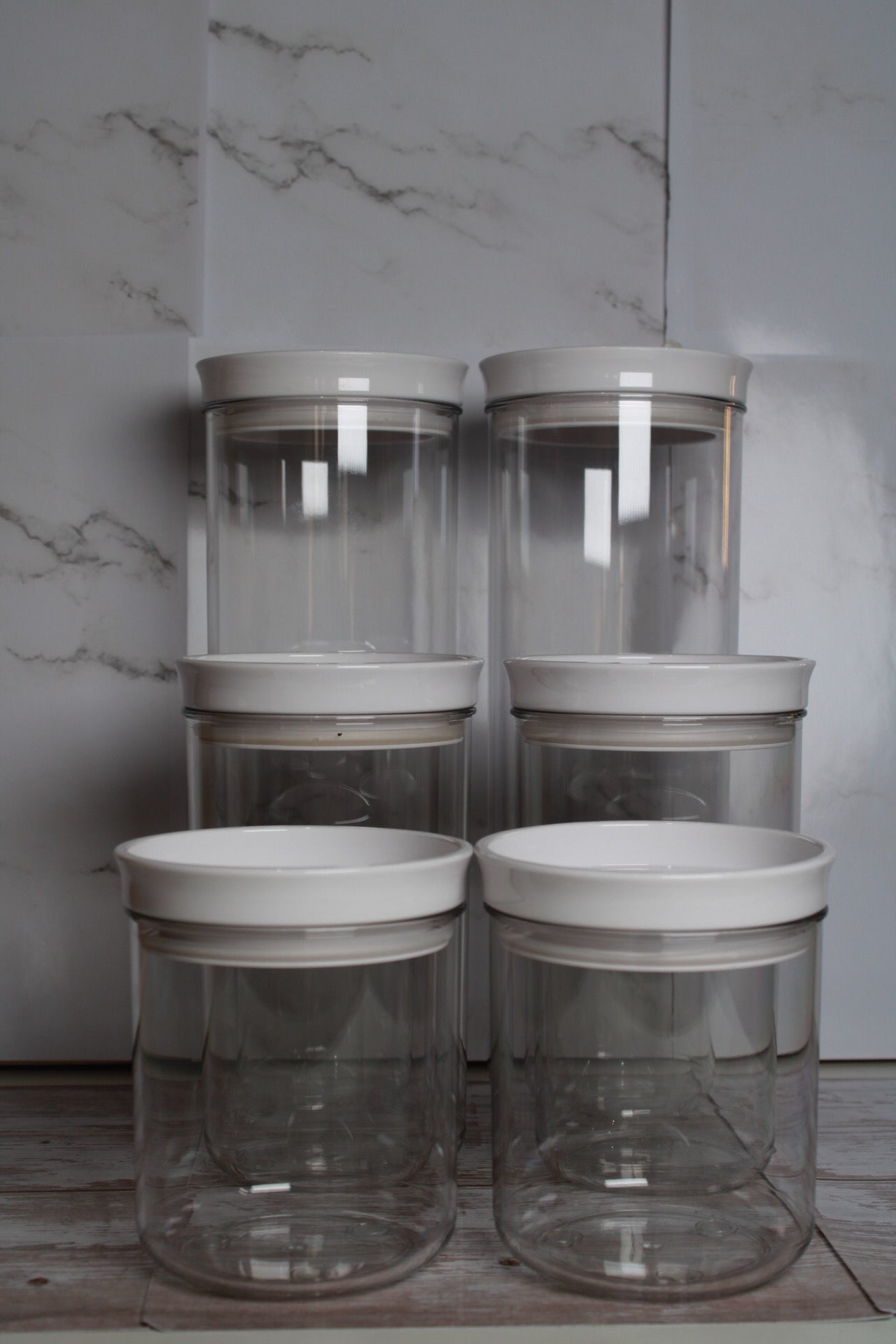 6 piece, Airtight, Round Acrylic Container Set