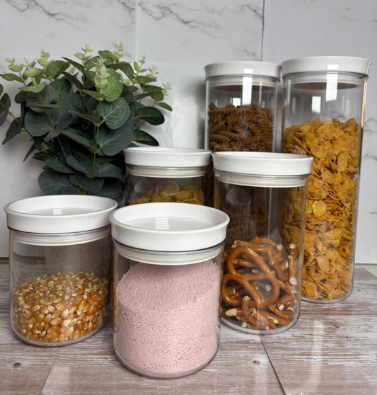 6 piece, Airtight, Round Acrylic Container Set